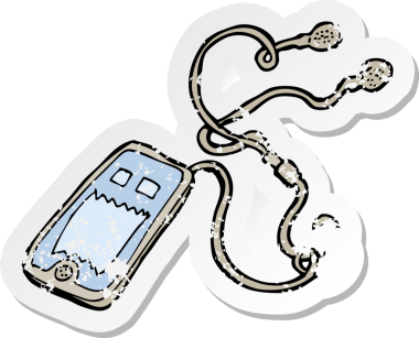 Bir insan tarafından çizilmiş bir karikatür müzik çaların gerilimli yapıştırması.