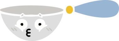 Bir insan tarafından çizilmiş bir kaşığın düz renkli retro karikatürü