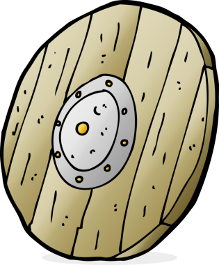 Bir insan tarafından çizilmiş ahşap bir kalkan.