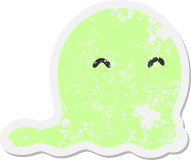 Bir insan tarafından çizilmiş hayalet yüzen grunge çıkartması.