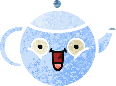 Bir insan tarafından çizilmiş bir çaydanlığın retro çizim tarzı karikatürü