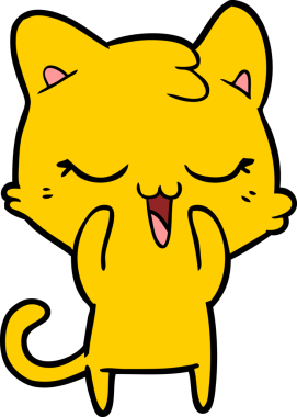 Bir insan tarafından çizilmiş mutlu çizgi film kedisi.