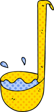 Bir insan tarafından çizilmiş çizgi roman tarzı tuhaf bir kepçe.