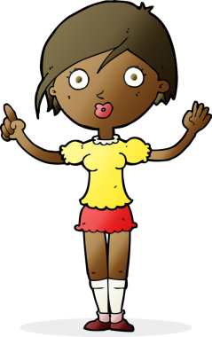 Çizgi filmdeki kız bir insan tarafından çizilmiş sorular soruyor.