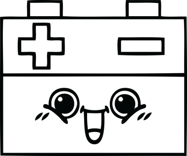 Bir insan tarafından çizilmiş araba aküsünün çizgi çizimi