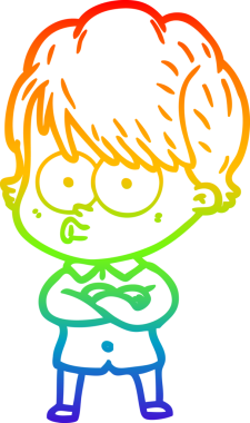 gökkuşağı gradyan çizimi bir insan tarafından çizilmiş bir karikatür kadın