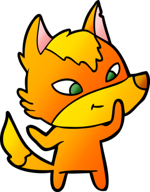 Bir insan tarafından çizilmiş tilki çizgi film karakteri