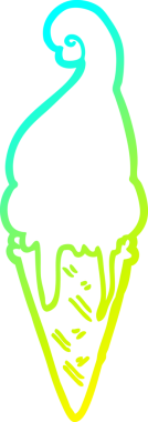 Bir insan tarafından çizilmiş dondurmanın soğuk gradyan çizgisi.