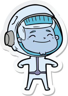 Bir insan tarafından çizilmiş mutlu bir astronotun çıkartması.