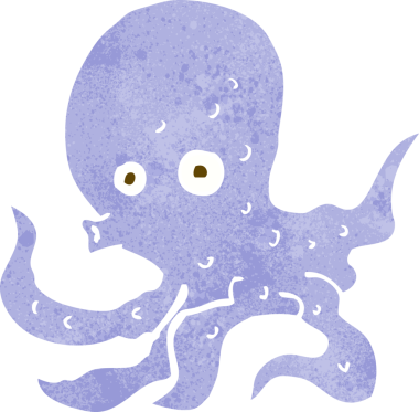 Bir insan tarafından çizilmiş ahtapot çizgi filmi.