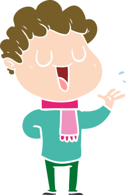 Bir insan tarafından çizilmiş düz renkli karikatür adam