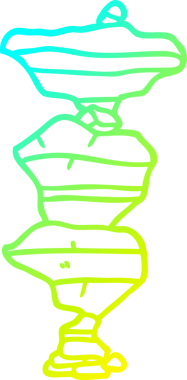 Bir insan tarafından çizilmiş karikatür kayalarının soğuk gradyan çizgileri.