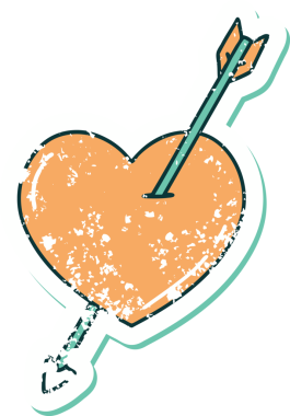 Bir insan tarafından çizilmiş ok ve kalbin sembolik depresif dövme görüntüsü