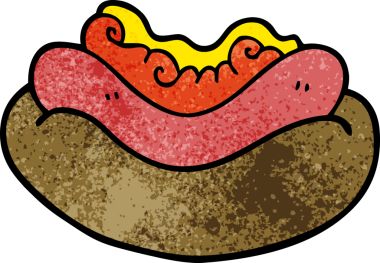 Bir insan tarafından çizilmiş sosisli sandviç.