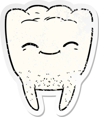 Bir insan tarafından çizilmiş bir çizgi film dişinin sıkıntılı çıkartması.