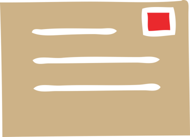 Bir insan tarafından çizilmiş kağıt zarfın düz renkli retro karikatürü