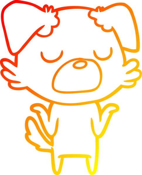 Bir insanın omuzlarını silkeleyen çizgi film köpeğinin sıcak çizgi çizimi