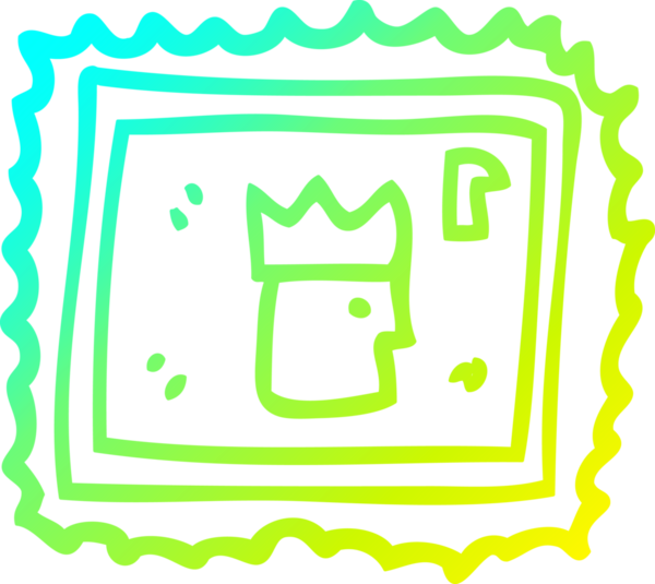 Bir insan tarafından çizilmiş bir karton pulun soğuk gradyan çizimi