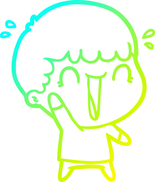 Bir insan tarafından çizilmiş gülen bir çizgi film karakterinin soğuk gradyan çizgisi.