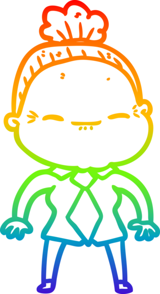 Gökkuşağı gradyan çizimi bir insan tarafından çizilmiş barışçıl yaşlı bir kadının çizimi