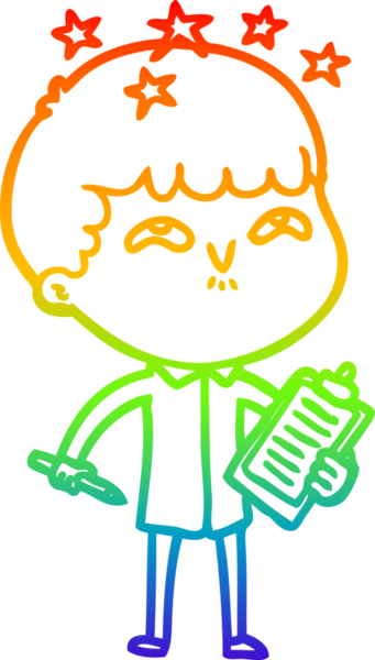 gökkuşağının gradyan çizimi bir çizgi film karakteri tarafından çizilmiş.