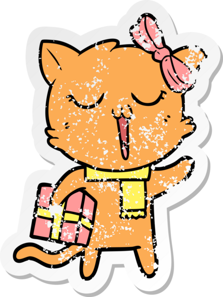 Bir insan tarafından çizilmiş karikatür bir kedinin sıkıntılı çıkartması.