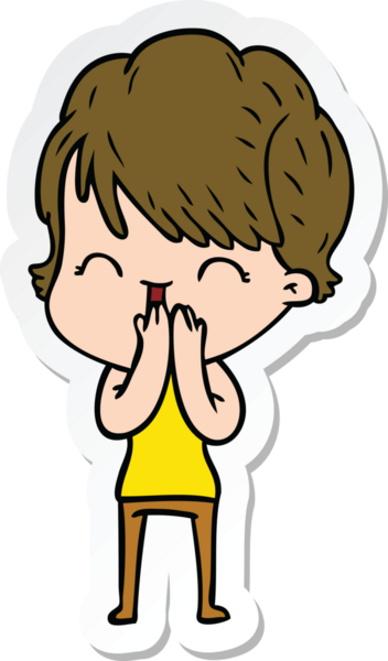 Bir insan tarafından çizilmiş gülen bir karikatür çıkartması.