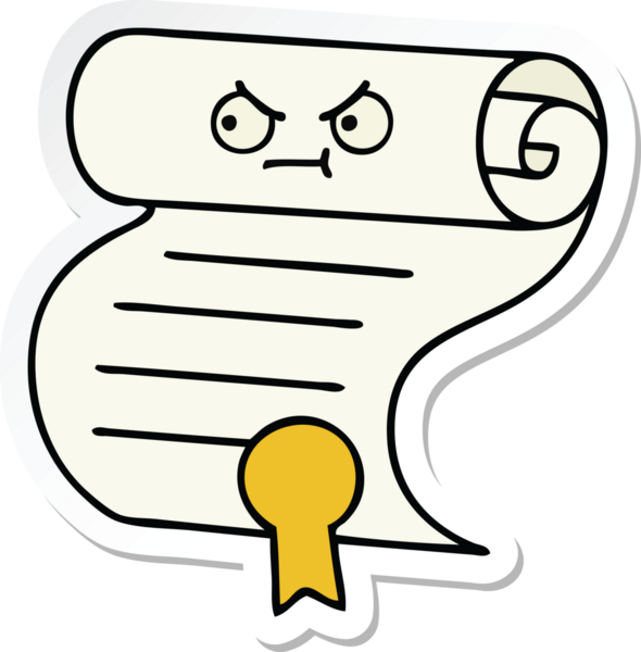 Bir insan tarafından çizilmiş şirin bir çizgi film sözleşmesinin çıkartması.