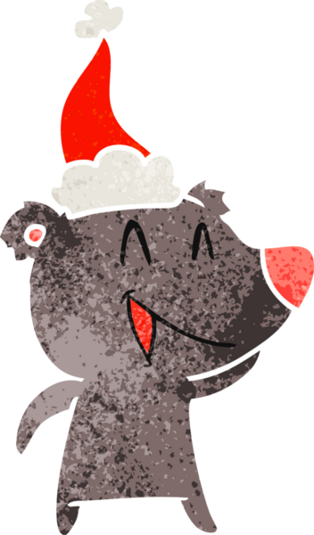 Gülen ayı eli, bir insanın çizdiği Noel Baba şapkasının eski çizgi filmini çizdi.