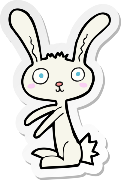 Bir insan tarafından çizilmiş çizgi film tavşanının çıkartması.