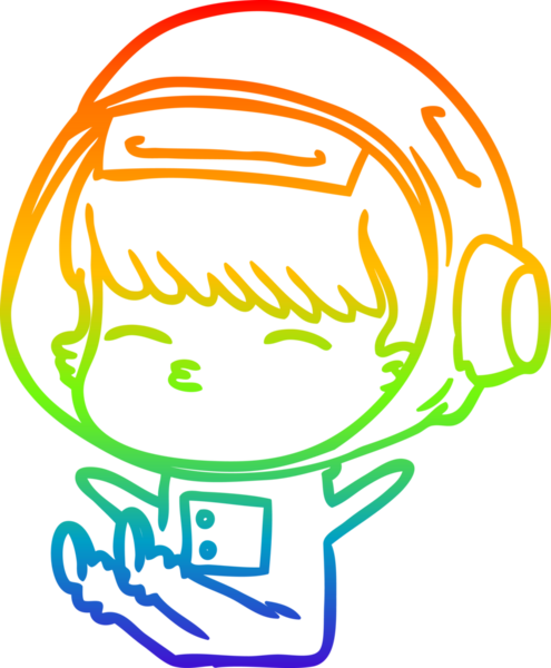 gökkuşağı gradyan çizimi bir insan tarafından çizilmiş meraklı astronot çizgi