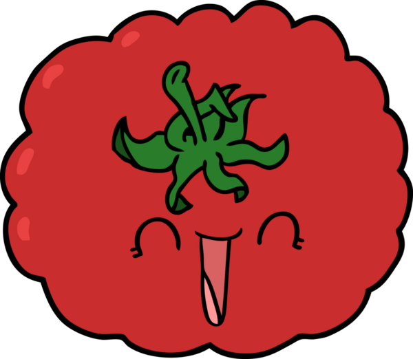 Bir insan tarafından çizilmiş mutlu domates.