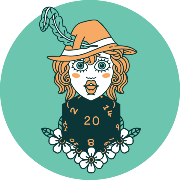 Bir insan tarafından çizilmiş 20 zarlı insan ozan ikonu