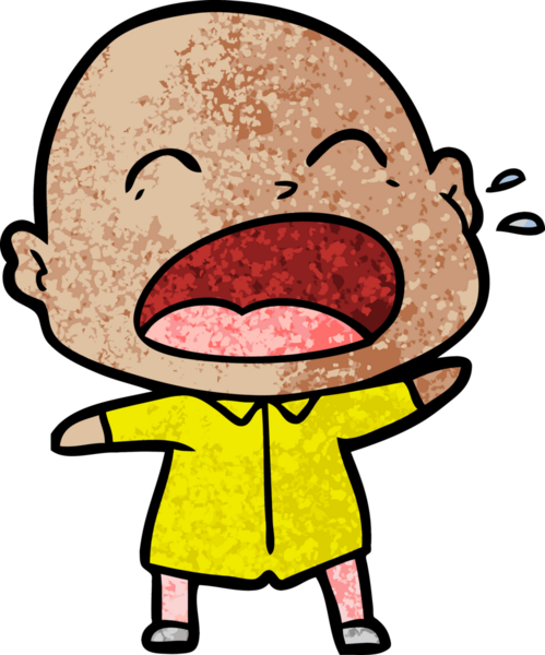 Bir insan tarafından çizilmiş kel adam diye bağıran çizgi film.