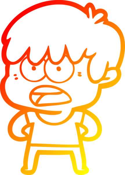 Bir insan tarafından çizilmiş endişeli bir çizgi film çocuğu çizimi.