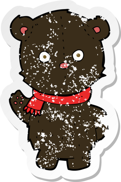 Bir insan tarafından çizilmiş siyah ayı yavrusu sallayan bir çizgi filmin gerilimli yapıştırması.