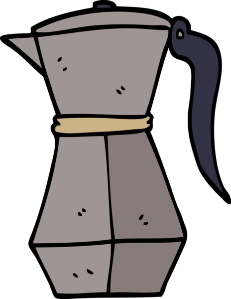 karikatür karalama fırını üst espresso makinesi bir insan tarafından çizilmiş.