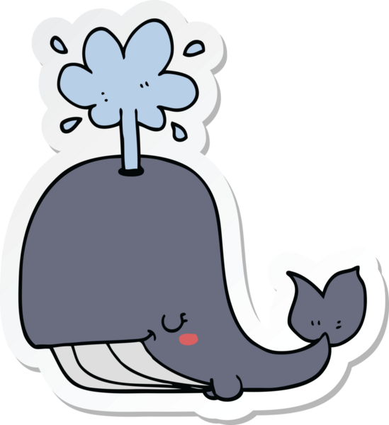 Bir insan tarafından çizilmiş bir balinanın çıkartması.