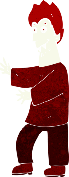 Bir insan tarafından çizilmiş vampir el sallayan çizgi filmi.