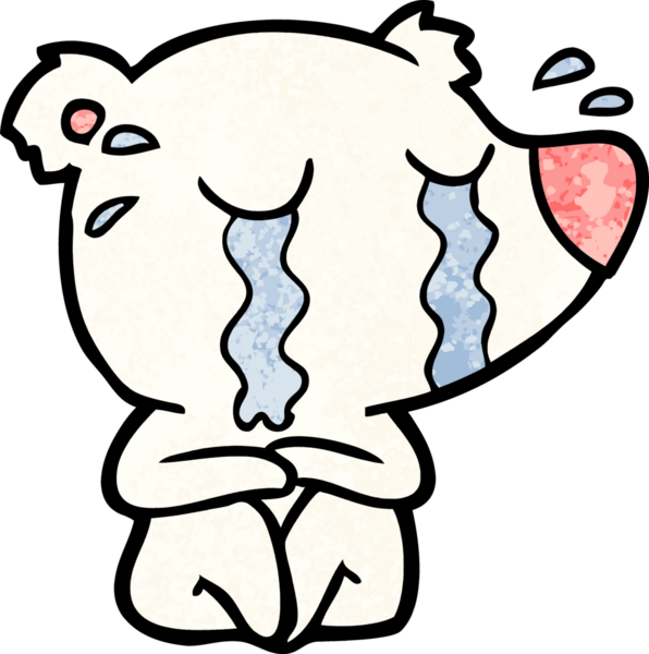 Bir insan tarafından çizilmiş üzgün küçük kutup ayısı çizgi filmi.