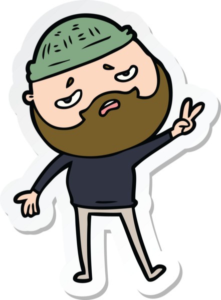 Bir insan tarafından çizilmiş sakallı endişeli bir karikatür çıkartması.