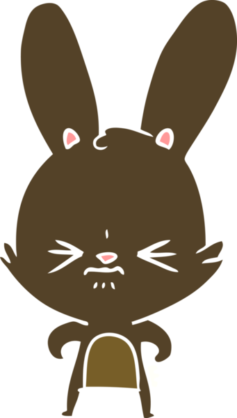 Bir insan tarafından çizilmiş düz renk çizgi film tavşanı.