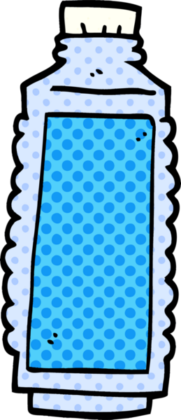 Bir insan tarafından çizilmiş karikatür su şişesi.