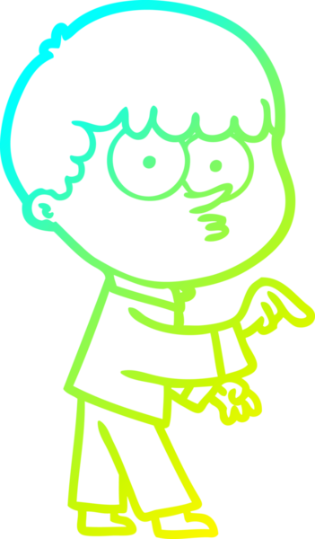 Bir çizgi film karakteri çizen soğuk gradyan bir insan tarafından çizilmiş meraklı çocuk.