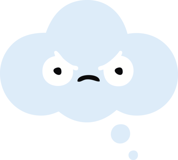 Bir insan tarafından çizilen düşünce baloncuğunun düz renkli retro karikatürü