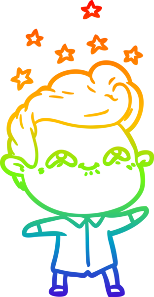 Gökkuşağı gradyanı çizimi bir insan tarafından çizilmiş heyecanlı bir çizgi film