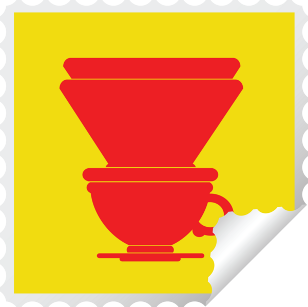 Bir insan tarafından çizilmiş kahve filtresi kare kabuğu çıkartması.