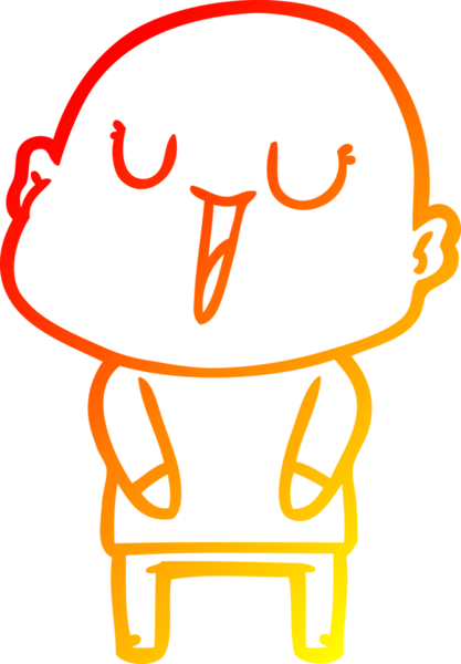 Bir insan tarafından çizilmiş mutlu, kel bir adamın sıcak çizgi çizimi.