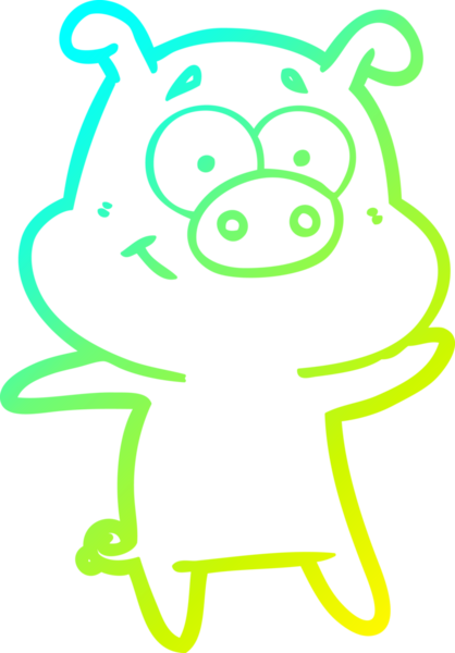 Bir insan tarafından çizilmiş mutlu çizgi film domuzu çizimi.