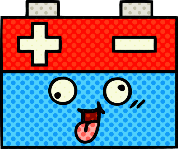 Bir insan tarafından çizilmiş bir araba aküsünün çizgi romanı.